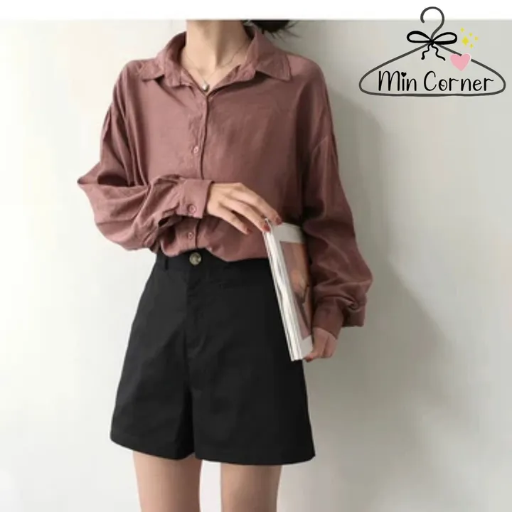 Alternative view of Quần Short Nữ Kaki Ống Rộng Cạp Cao Dáng Chữ A Ulzzang Mq15 - Min Corner
