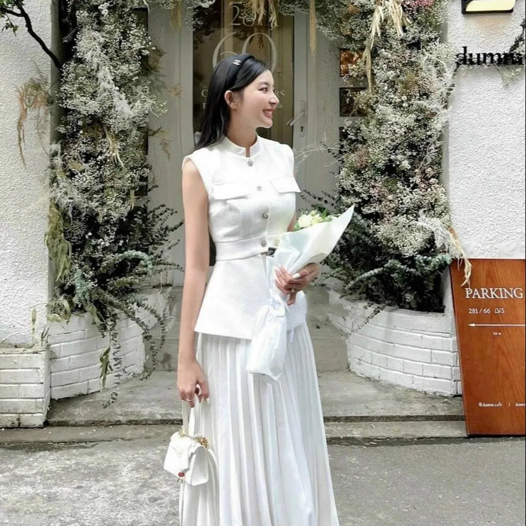 Alternative view of Set Váy Áo Bèo Xốp Caro Dáng Dài Công Sở Thanh Lịch Khí Chất V530 - Haka Mây