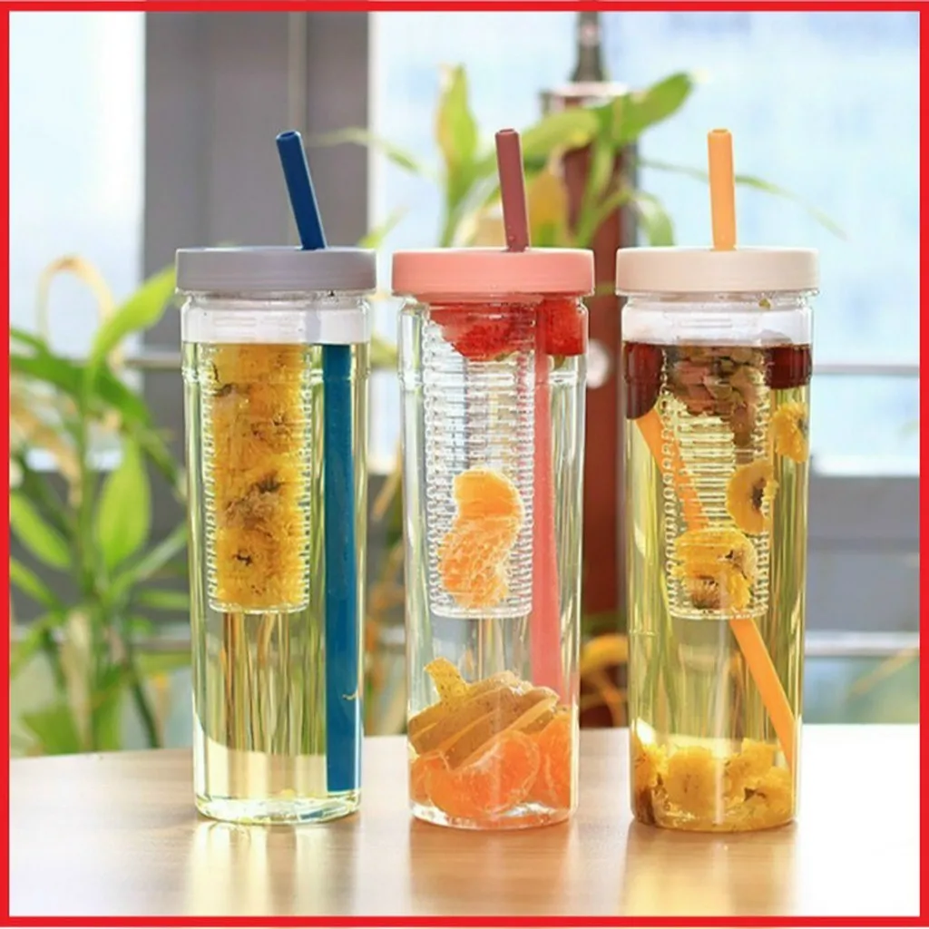 Alternative view of Bình Nước Detox Trong Suốt 700ml Có Ngăn Chứa Hoa Quả Và Ống Hút Tiện Lợi Ctb114 - Bechip