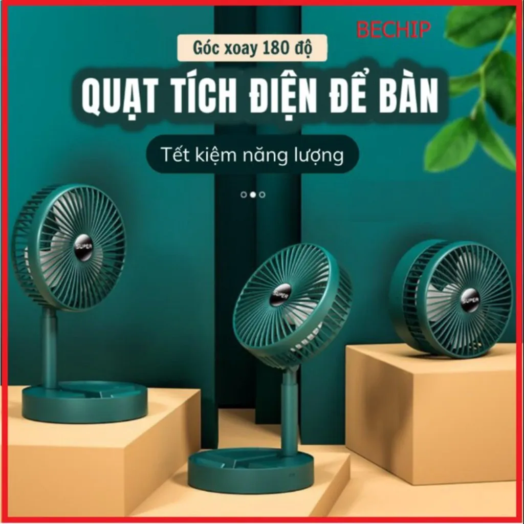 Quạt Tích Điện Để Bàn Gấp Gọn Tiện Dụng 3 Cấp Độ Gió Siêu Bền Super Ctb116 - Bechip