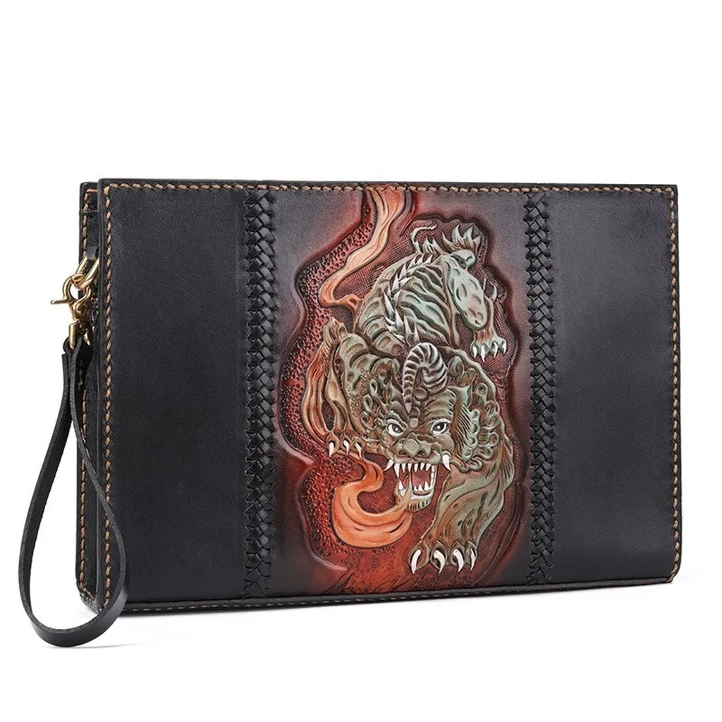 Túi Clutch Da Bò Thật Điêu Khắc Thủ Công Thân Hổ Tv612 - Giày Nam Online