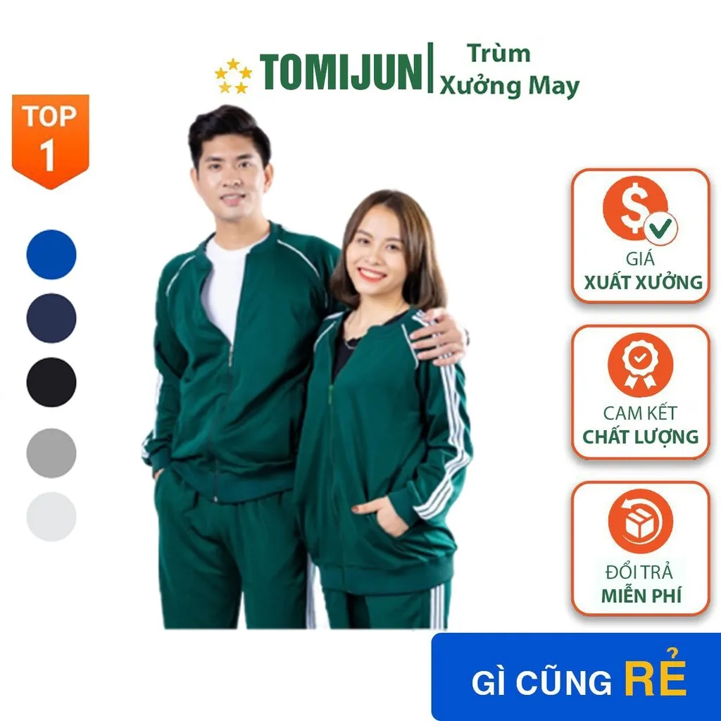 Bộ Quần Áo Thể Thao Thu Đông, Cổ Bomber Có Khóa Kẻ Sọc, Chất Liệu Vải Poly Da Cá Cao Cấp Thời Trang Tj02 - Tomijun.vn