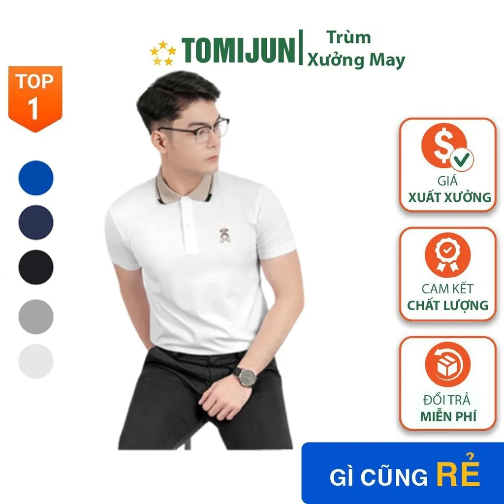 Áo Thun Nam Gấu Cổ Bẻ Teader, Áo Polo Nam Chất Vải Cá Sấu Cotton Mềm Mịn Chuẩn Form Siêu Đẹp Tj07 - Tomijun.vn
