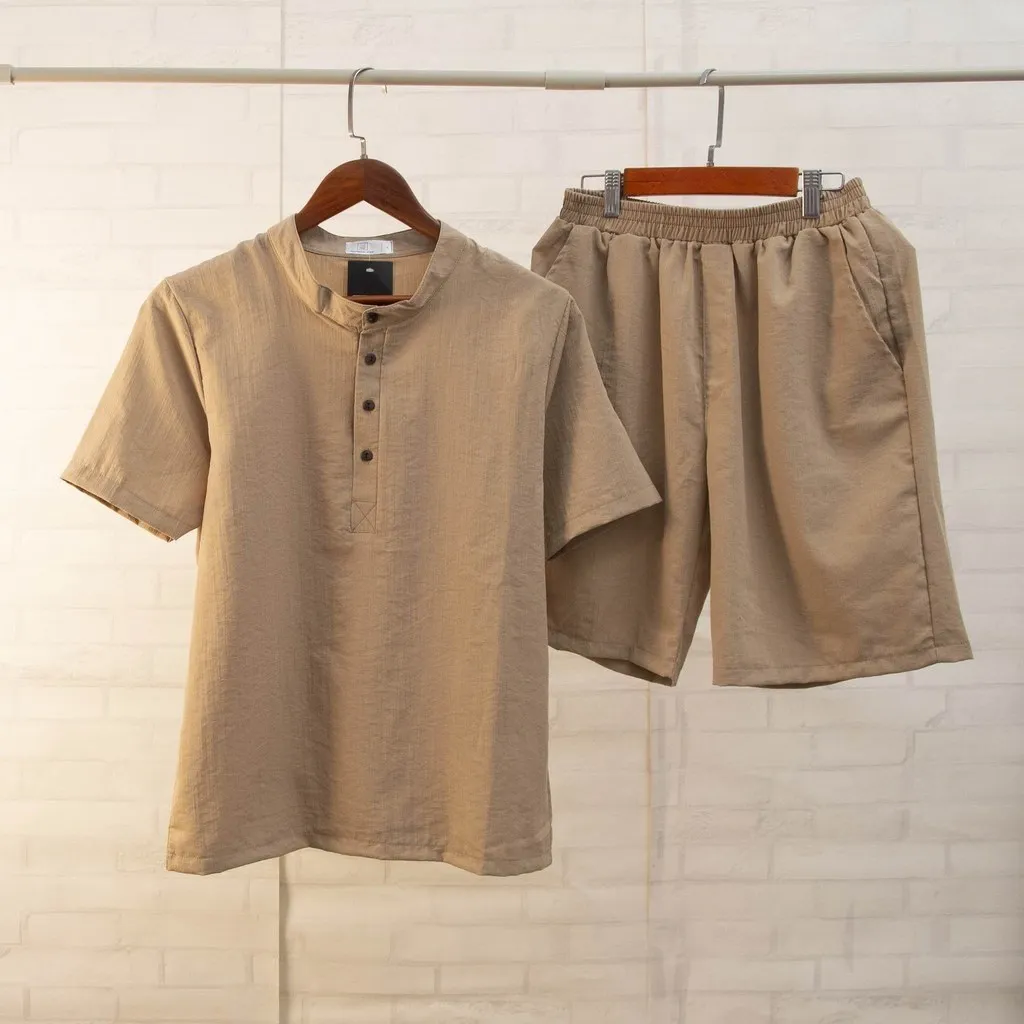 Alternative view of Bộ Đũi Nam Cổ Tròn Chất Vải Đũi Thái Loại Dày Đẹp Hàng Hot Trend Chất Phong Cách Tj09 – Tomijun.vn