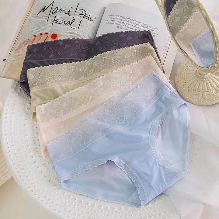 Alternative view of Set 5 Quần Lót Lụa Lạnh Cạp Cao Kháng Khuẩn Tim Không Lộ Viền Cao Cấp - Size M - Giao Màu Ngẫu Nhiên - Vanass
