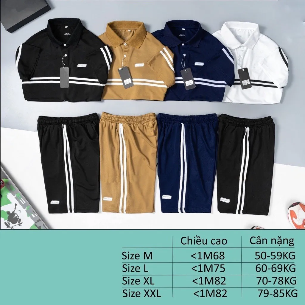 Alternative view of Set Bộ Quần Áo Nam Gồm Quần Đùi Và Áo Cộc Tay Họa Tiết 2 Sọc Kẻ Slcxb21 - Chipxinhxk