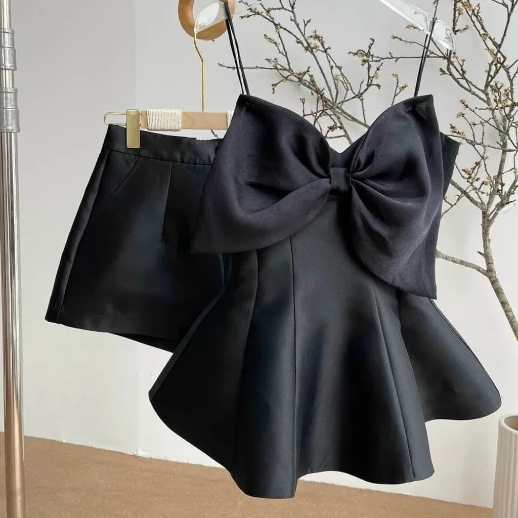 Alternative view of Set Bộ Đùi Áo 2 Dây Phối Nơ Ngực Kèm Quần Short Chất Tapta M792 - Lisa