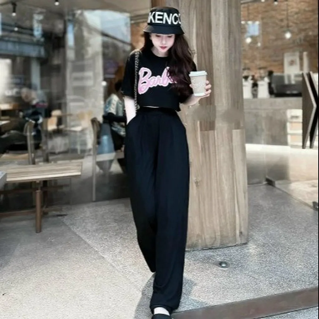 Set Đồ Bộ Nữ Áo Croptop Cổ Tròn Tay Ngắn Kèm Quần Dài Chất Thun M793 - Lisa