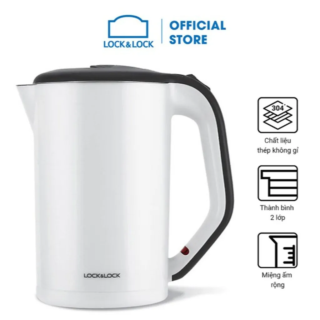 Bình Đun Siêu Tốc 2 Lớp Ejk738wht (1.7l) Trắng - Lock&lock