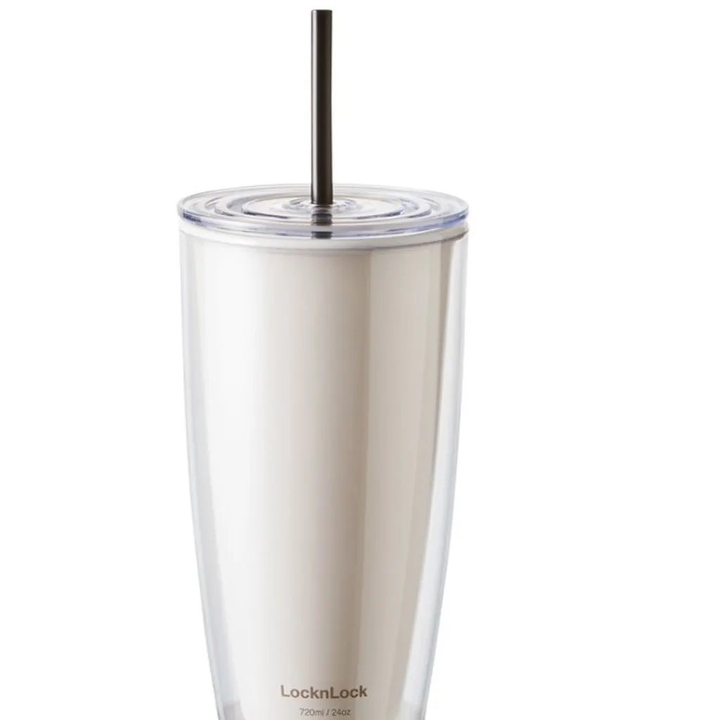 Ly Nhựa Có Ống Hút 750ml Hap507ivy Trắng Ngà - Lock&lock