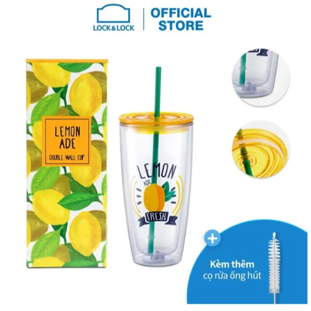 Ly Nhựa Có Ống Hút Hap507yel 750ml Vàng - Lock&lock