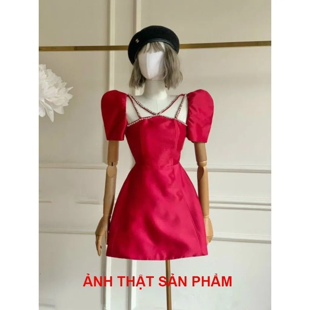 Alternative view of Đầm Dự Tiệc Chéo Cổ Đính Đá Cao Cấp - Vanass