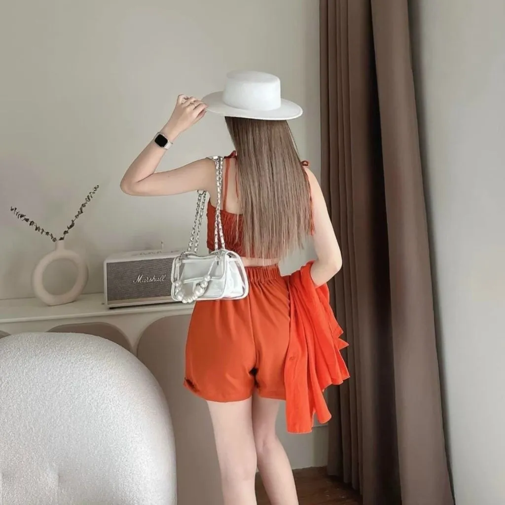 Set 3 Món Đi Biển Áo Sơ Mi Kèm Áo Croptop Kèm Quần Short M715 - Lisa