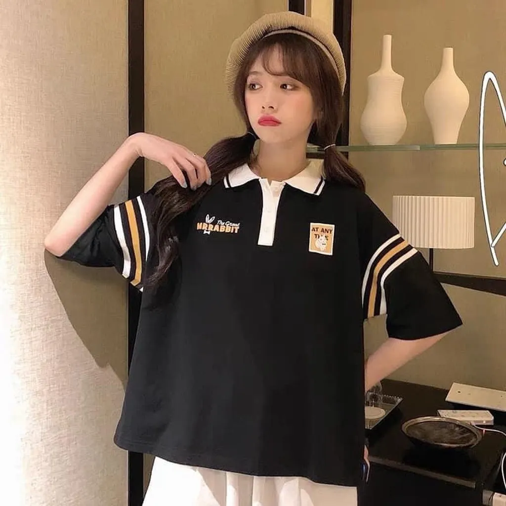 Áo Polo Nam Nữ Dáng Rộng In Thỏ Rabbit Ngắn Tay 2 Màu Kiểu Dáng Đẹp, Hợp Thời Trang P005 - Chốt Đi Store