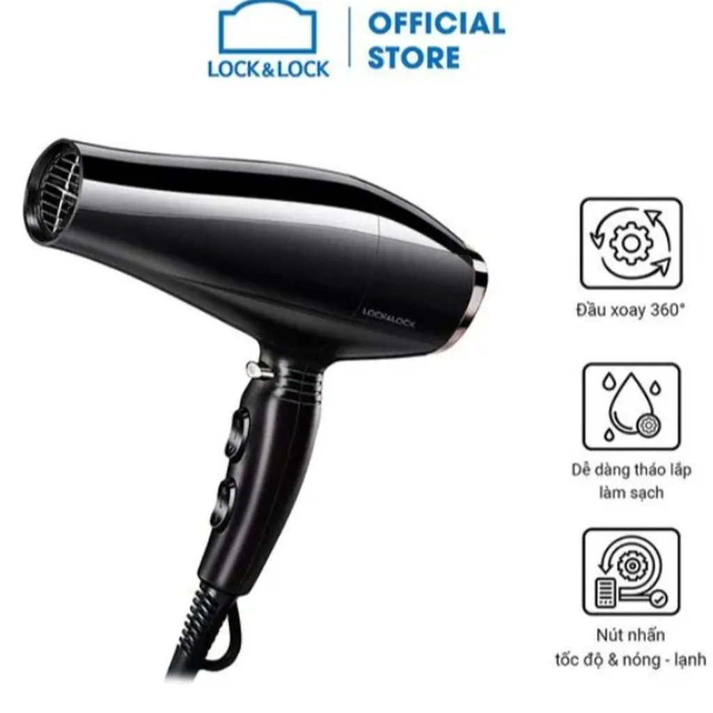 [hcm]máy Sấy Tóc Màu Đen Ena146blk (2000-2300w) - Lock&lock
