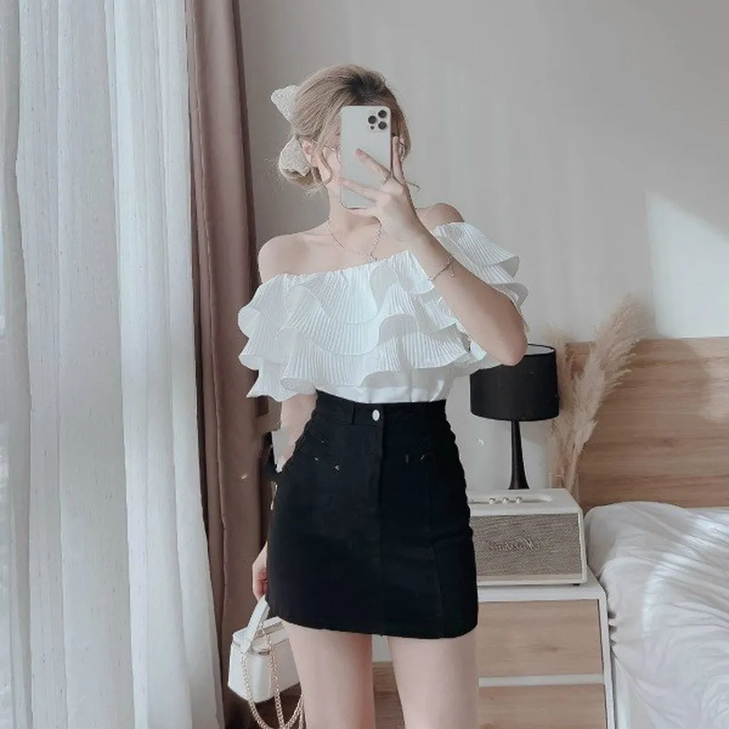 Set Áo Dập Ly Có Mút Ngực Kèm Chân Váy T678 - Lisa
