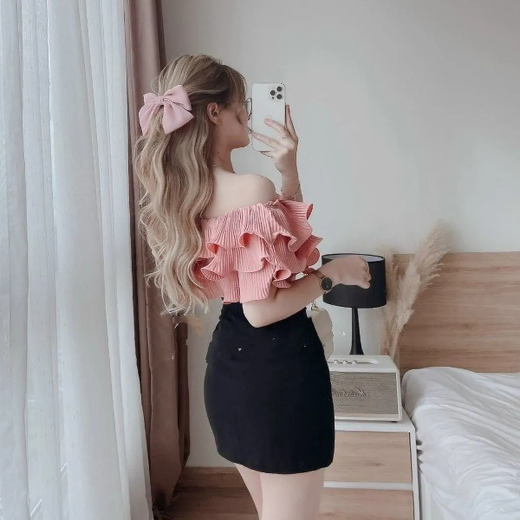 Alternative view of Set Áo Dập Ly Có Mút Ngực Kèm Chân Váy T678 - Lisa