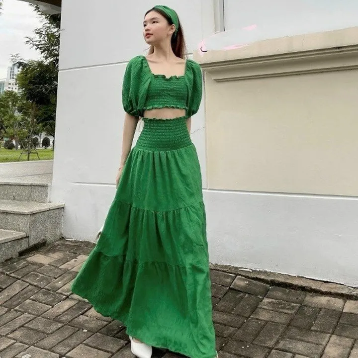 Đầm Maxi Mocking Mặc 2 Kiểu Chất Xốp Chỉ T652 - Lisa