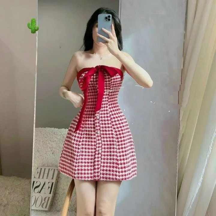 Đầm Xòe Dáng Chữ A Buột Nơ Xinh Xỉu V503 - Haka Mây
