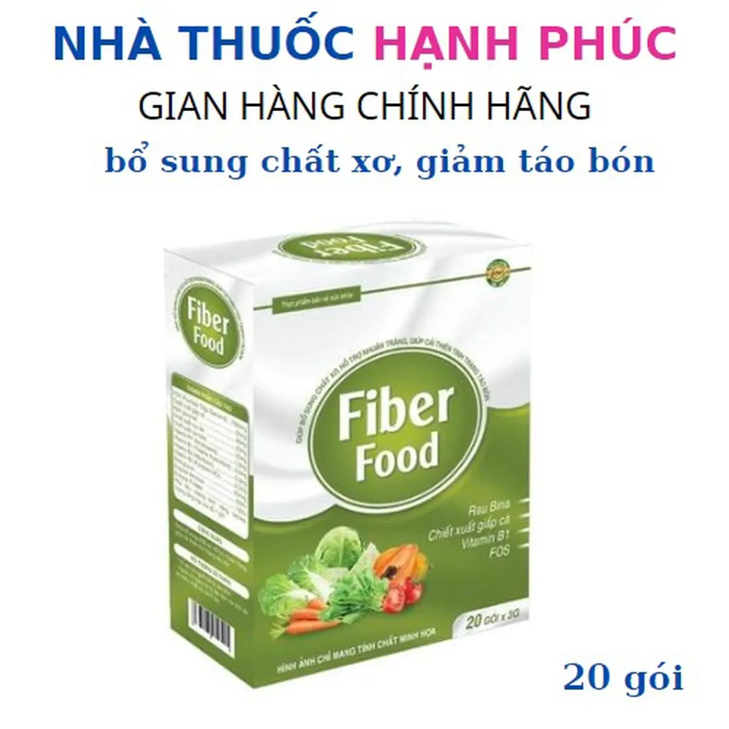 Chất Xơ Hoà Tan Fiber Food Rau Diếp Cá Giảm Táo Bón, Giảm Trĩ Hộp 20 Gói - Hai Linh
