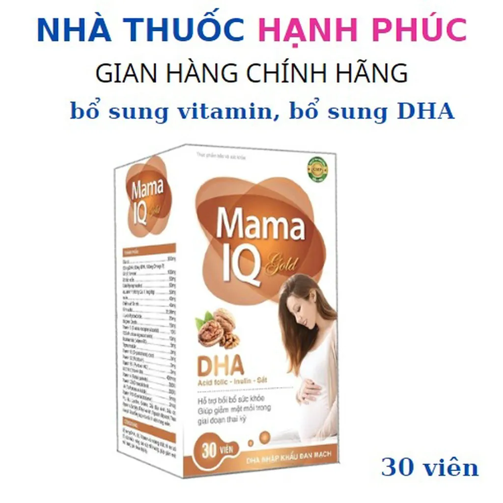 Viên Uống Mama Iq Gold Giúp Bổ Sung Dha, Acid Folic, Sắt, Vitamin Cho Bà Bầu Hộp 30 Viên - Hải Linh