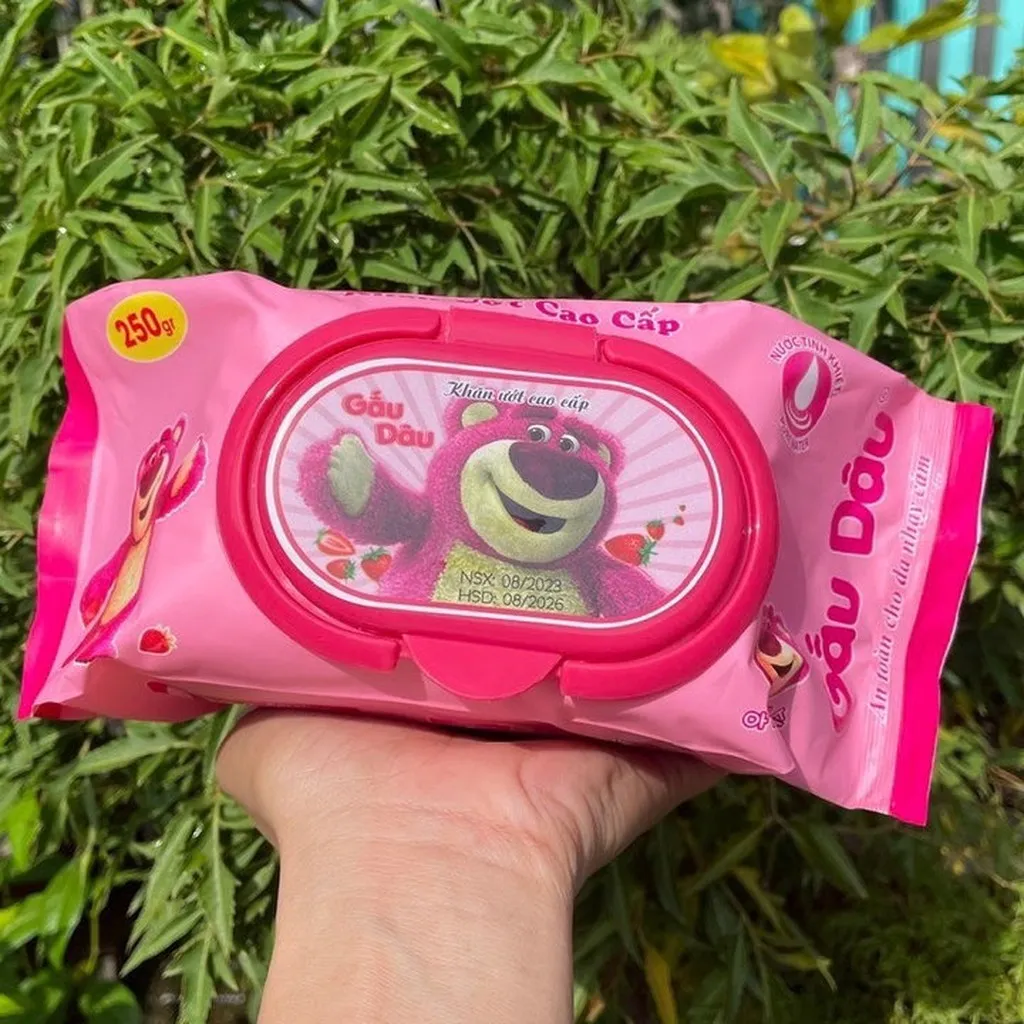 Khăn Ướt Gấu Dâu Hồng 250gram - Su