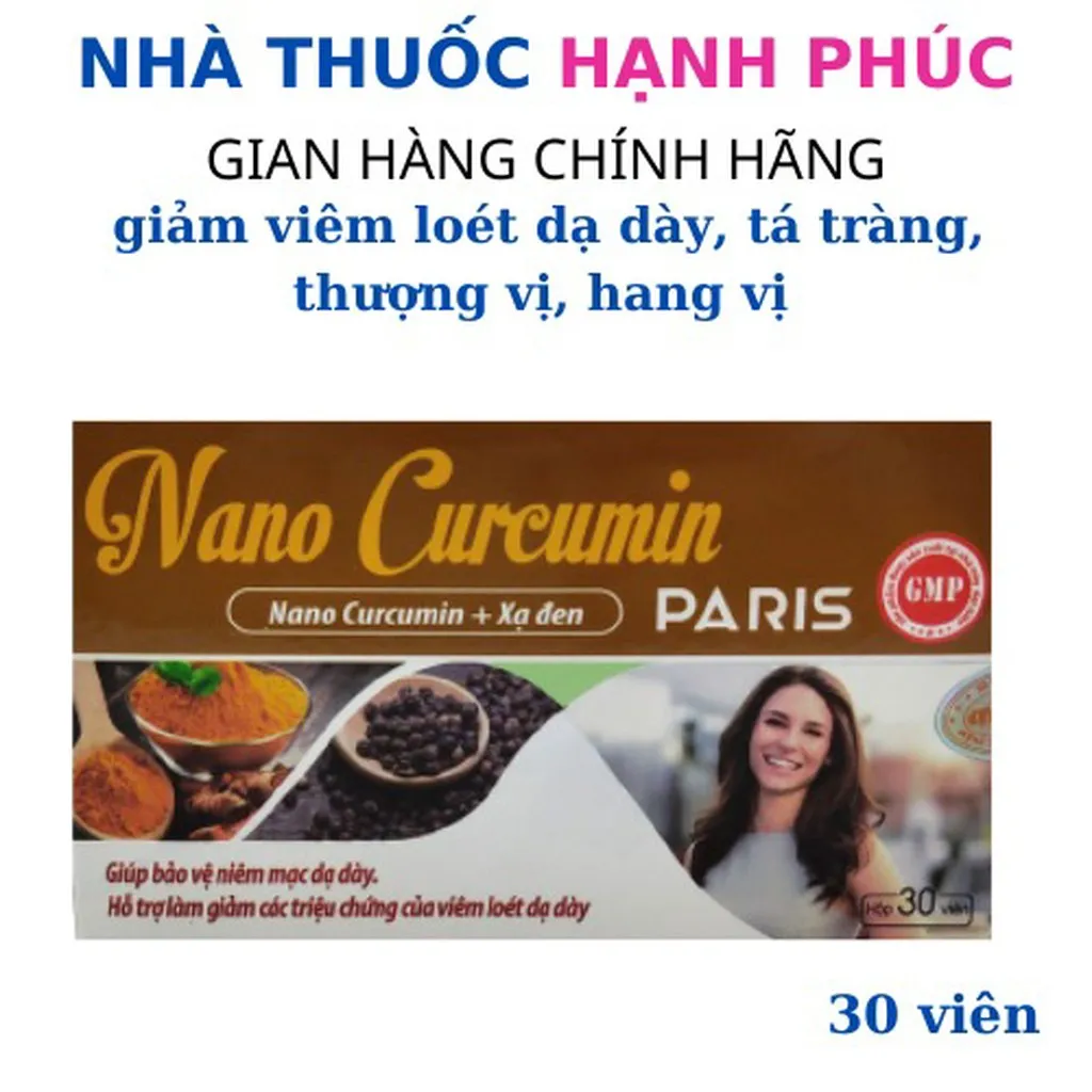 Viên Uống Nano Curcumin Paris Giúp Giảm Viêm Loét Dạ Dày, Giảm Trào Ngược Hộp 30 Viên - Paris Pháp