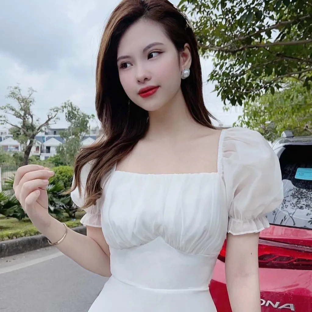 Đầm Nữ Cổ Vuông Tay Phồng Dáng Xòe Dài Chất Voan Chinfon M470 - Lisa