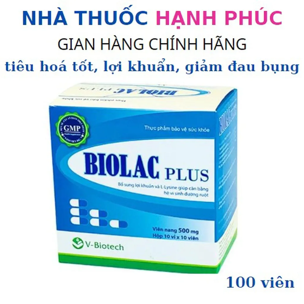 Men Tiêu Hoá Biolac Fort Tăng Tiêu Hoá, Giảm Đau Bụng Đầy Hơi Hộp 100 Viên - V-biotech