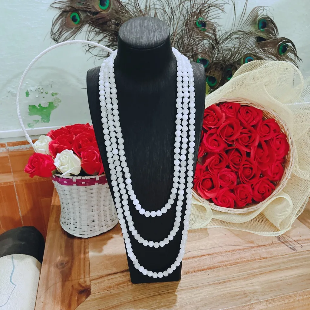 Alternative view of Chuỗi Vòng Cổ Thạch Anh Trắng Ba Tầng Hầu Dâng Thiên Nhiên - Thắng Giang