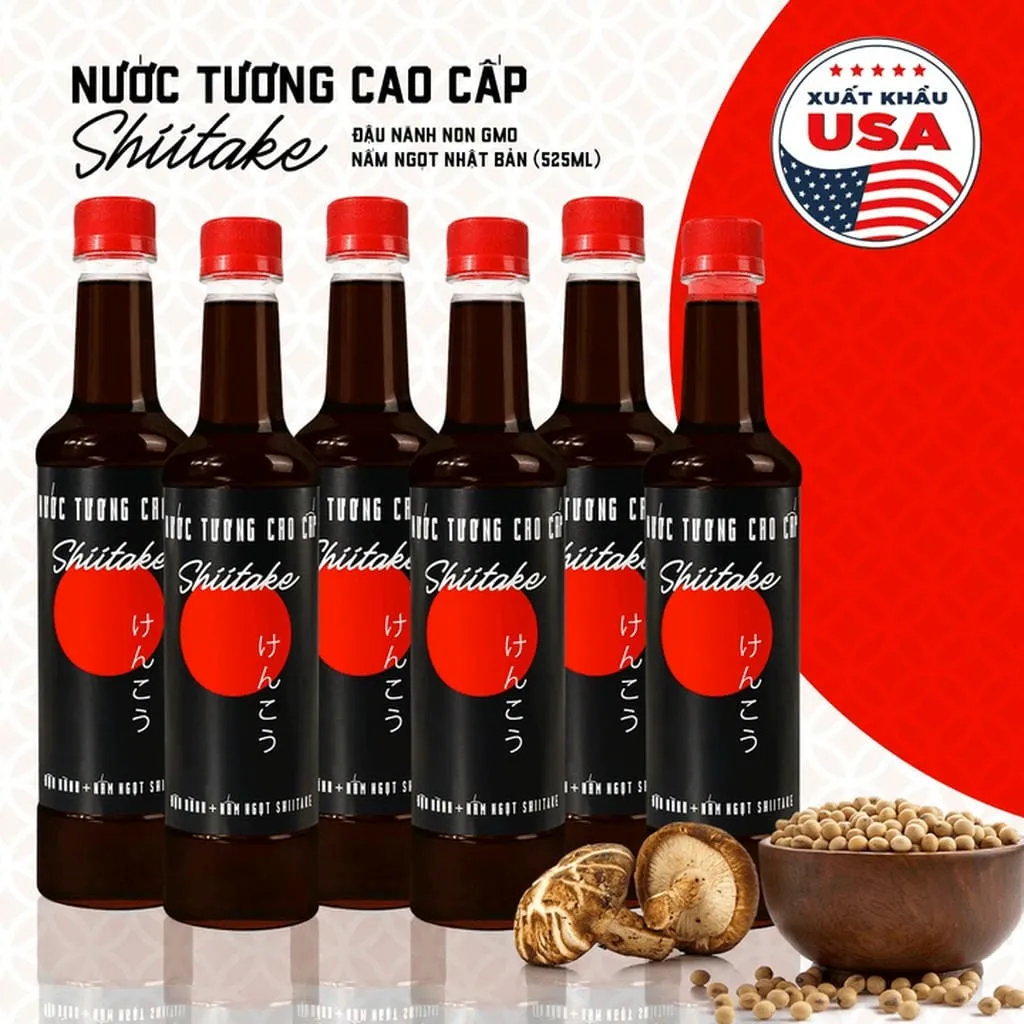 [thùng 6 Chai] Nước Tương Shiitake 525ml - Làng Chài Xưa