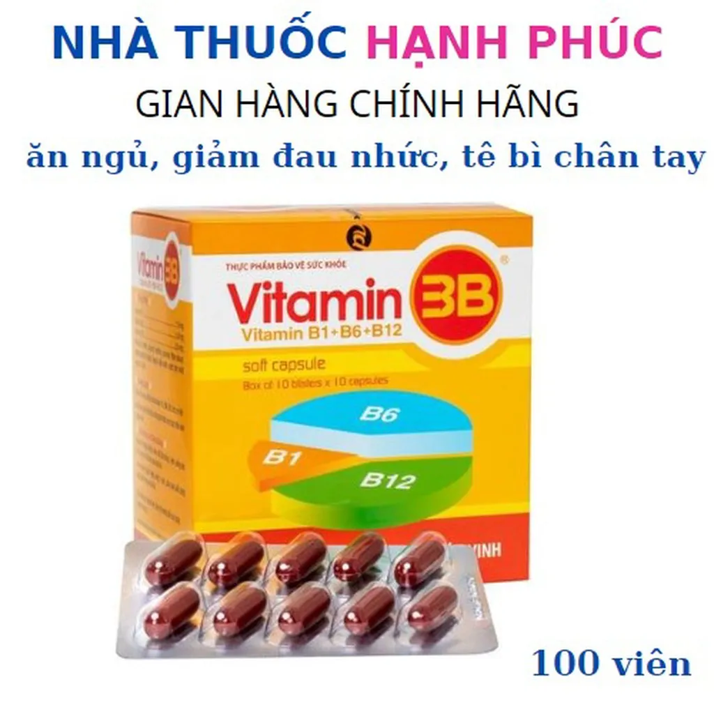 Alternative view of Viên Uống Vitamin 3b Giúp Ăn Ngon Ngủ Tốt, Giảm Đau Nhức, Tê Bì Châm Tay Hộp 100 Viên - Phúc Vinh