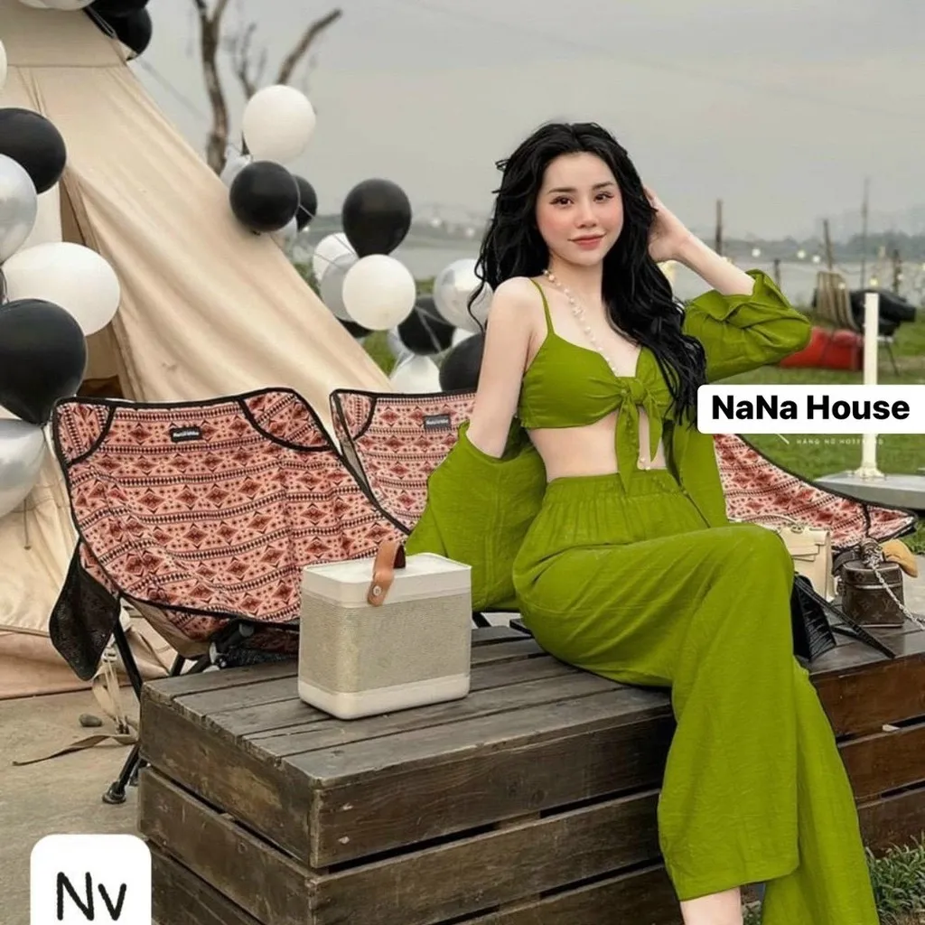 Alternative view of Set 3 Món Đũi Áo Bra Áo Sơ Mi Kèm Quần Ống Rộng Dd513 - Nana House