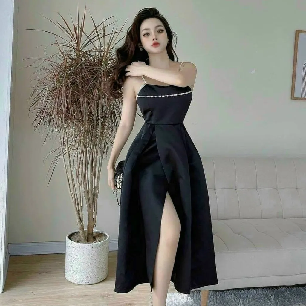 Đầm Tapta Phối Dây Cườm Giả Đá Sang Chảnh V10 - Haka Mây