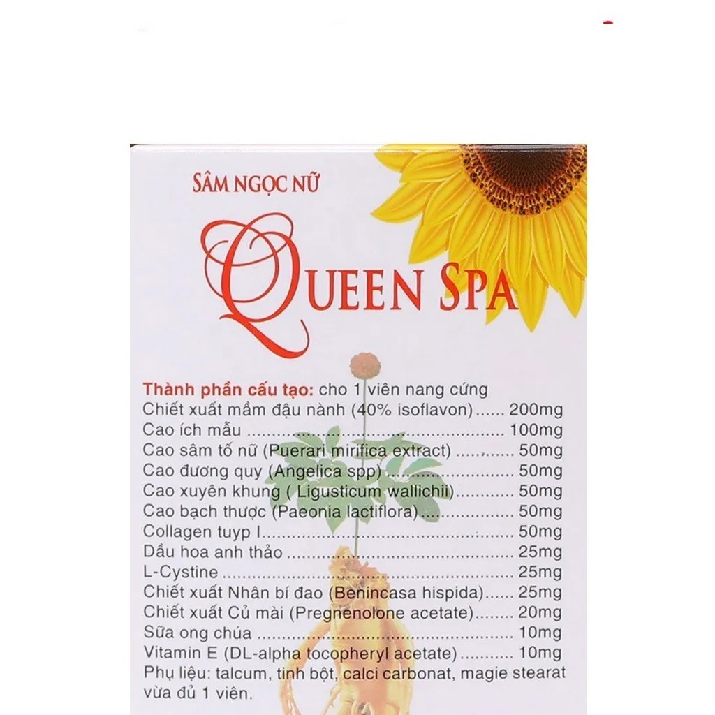 Alternative view of Viên Uống Đẹp Da Sâm Tố Nữ Queen Spa Giảm Não Hoá, Ngừa Nám Hôp 30 Viên - Santex