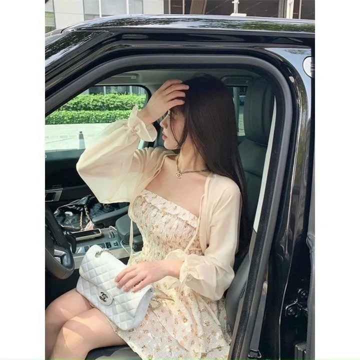 Set Áo Voan Kèm Đầm Xốp In Hoa Nhí (váy Có Lót) - Cloudy Dress