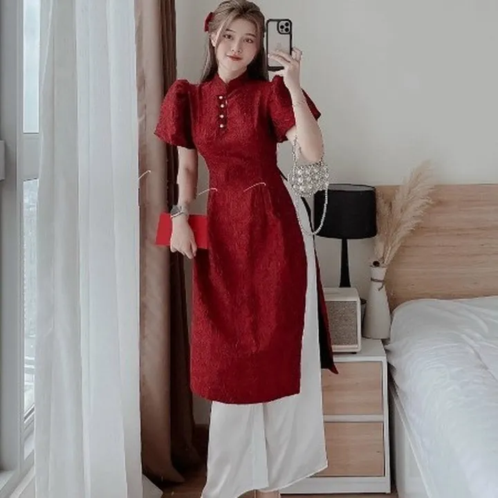 Set Áo Dài Gấm Quần Lụa - Cloudy Dress
