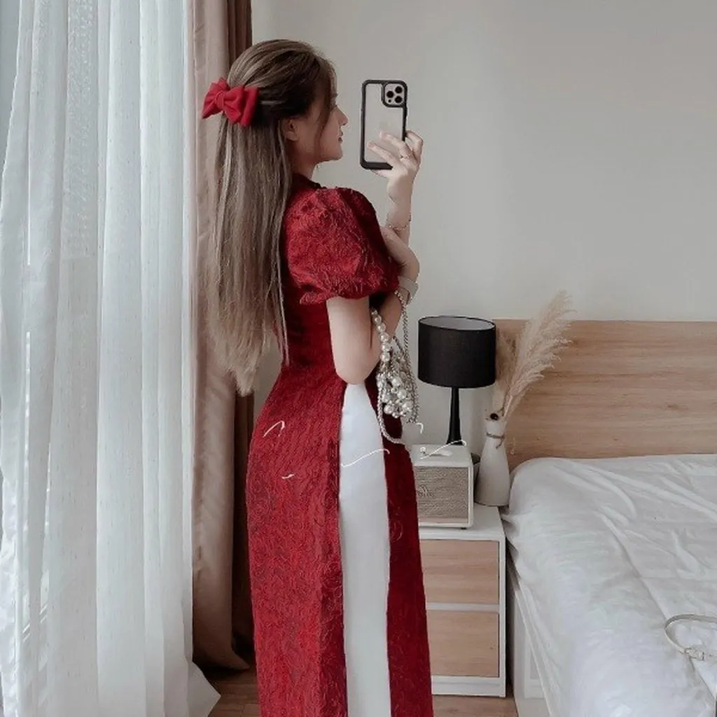 Alternative view of Set Áo Dài Gấm Quần Lụa - Cloudy Dress