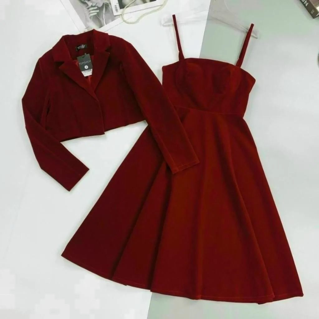 Set Áo Khoác Vest Kèm Đầm (có Phụ Kiện) V24 - Cloudy Dress