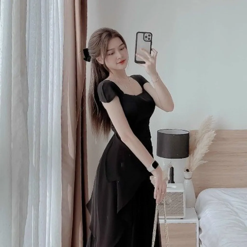 Set Áo Bèo Vải Lụa Nhung Màu Trắng Kèm Chân Váy Voan V27 - Haka Mây