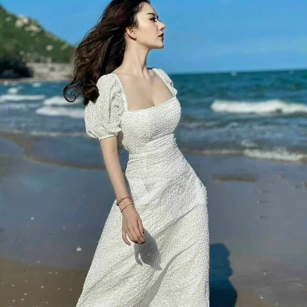 Alternative view of Đầm Maxi Dài Siêu Hot ( Có Mút ) Màu Trắng V35 - Haka Mây