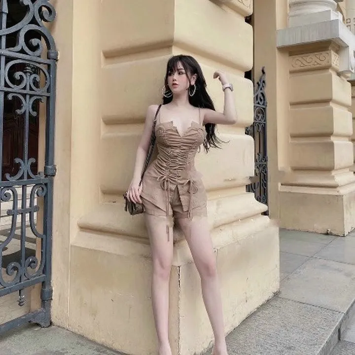 Set Đầm Hai Dây (có Mút) Cổ Xẻ Chữ V Tôn Dáng V162 - Cloudy Dress
