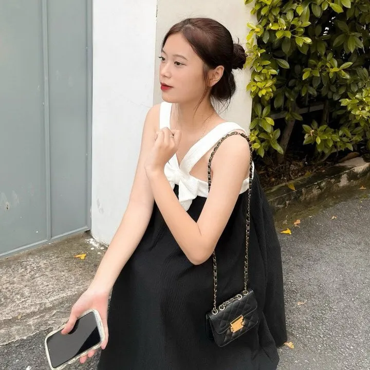 Đầm Xoè Xếp Ly Ngực (có Lót) Thắt Nơ Chất Xốp Gạo V167 - Haka Mây