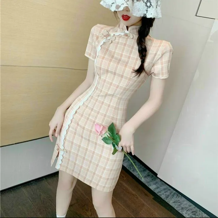 Alternative view of Đầm Sườn Xám Viền Ren Chic Eo Siêu Xinh Chất Thun Dẻo In 3d V172 - Haka Mây