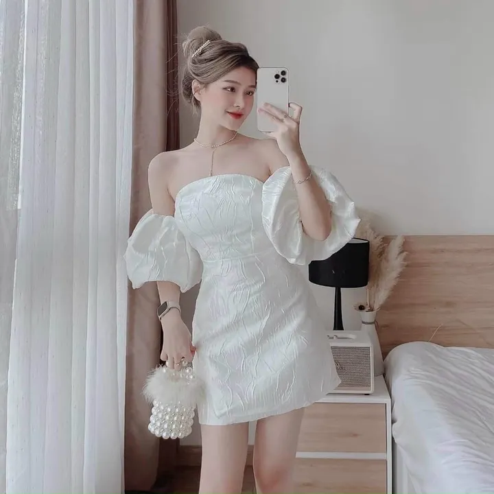 Alternative view of Đầm Cúp Ngực Tay Phồng Có Mút V195 - Haka Mây