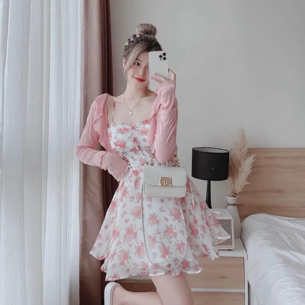 Alternative view of Set Áo Có Kèm Đầm Voan Hoa Đính Cườm V196 - Haka Mây