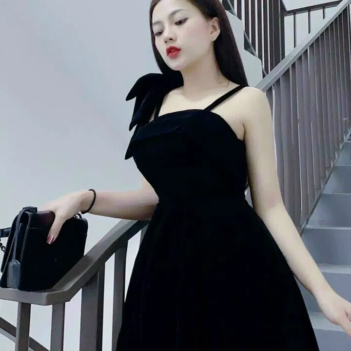 Alternative view of Đầm 2 Dây Đính Nơ ( Có Mút ) Chất Thun Umi V200 - Haka