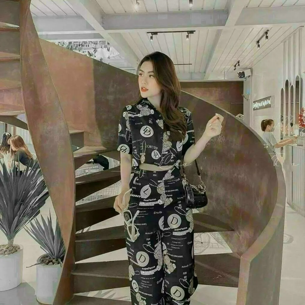 Alternative view of Set Bộ Ống Rộng Cài Nút Thật Chất Thun In 3d V181 - Cloudy Dress