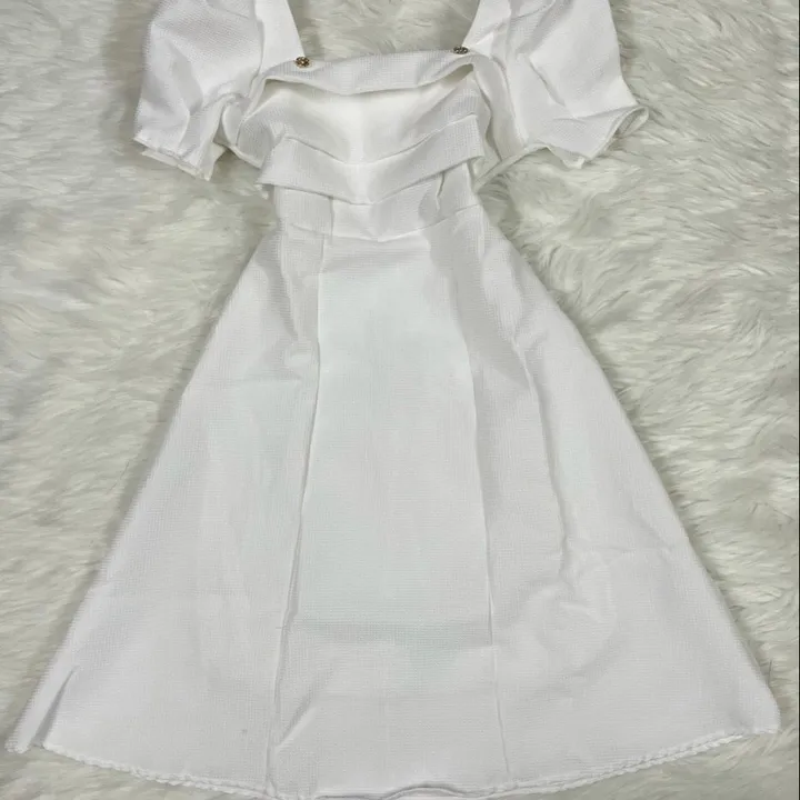 Đầm Tay Phồng Xếp Ly Ngực Đính Nút Tiểu Thư Sang Chảnh V150 - Cloudy Dress