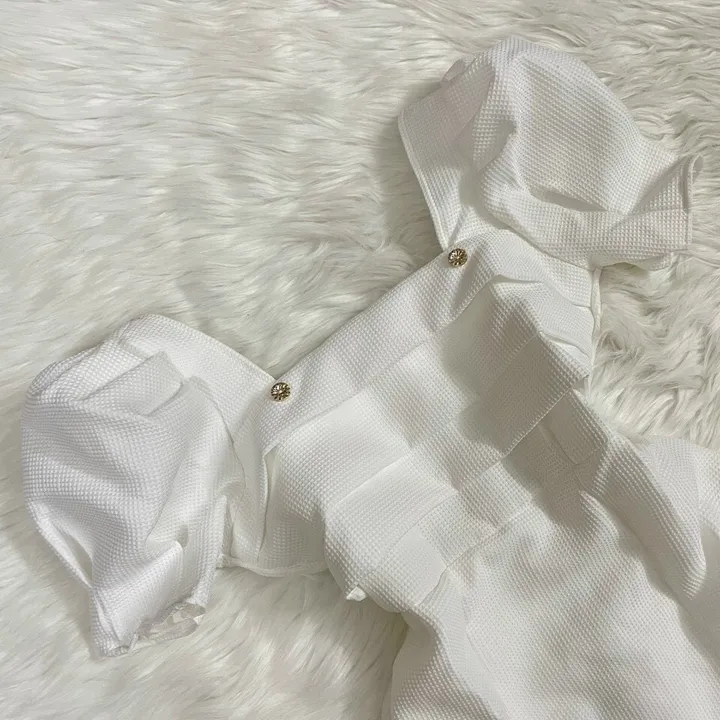 Alternative view of Đầm Tay Phồng Xếp Ly Ngực Đính Nút Tiểu Thư Sang Chảnh V150 - Cloudy Dress